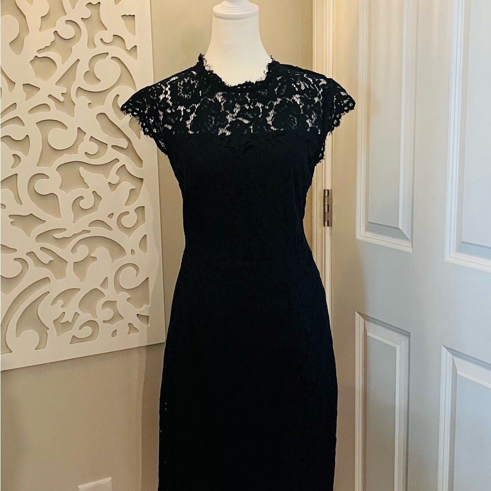 Blue Sheath Midi Dress with Flutter Cap Sleeves - Picture 3 of 6